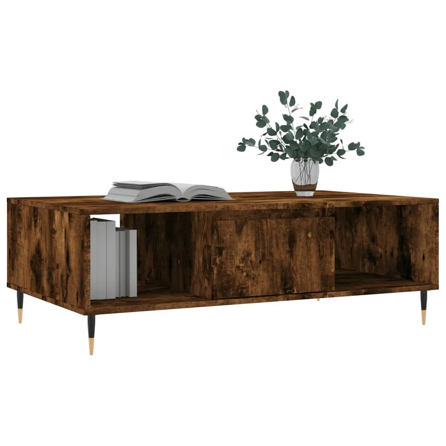 Table basse chêne fumé 104x60x35 cm bois d'ingénierie - 3