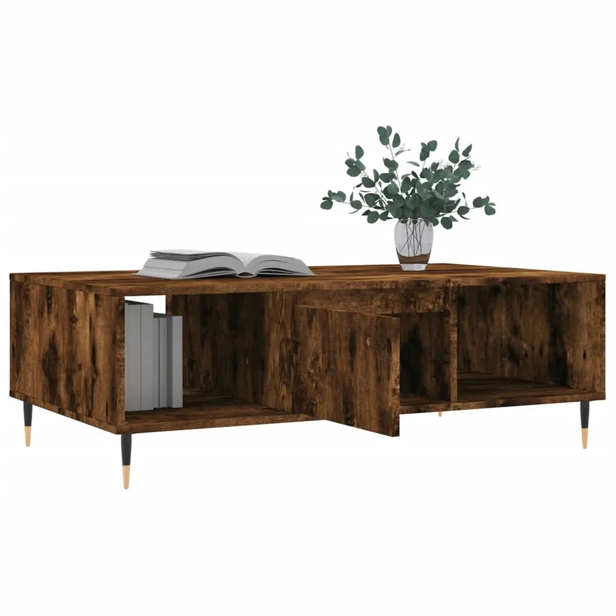 Table basse chêne fumé 104x60x35 cm bois d'ingénierie - 4