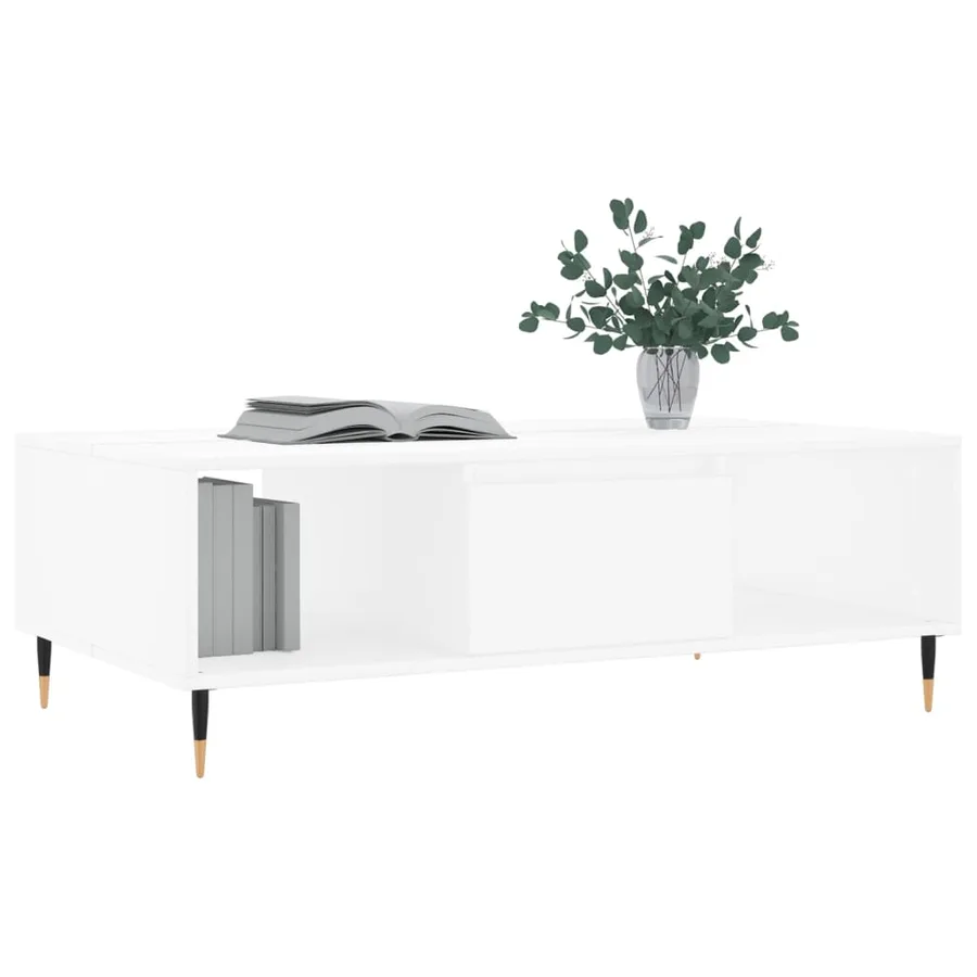Table basse blanc 104x60x35 cm bois d'ingénierie - 3