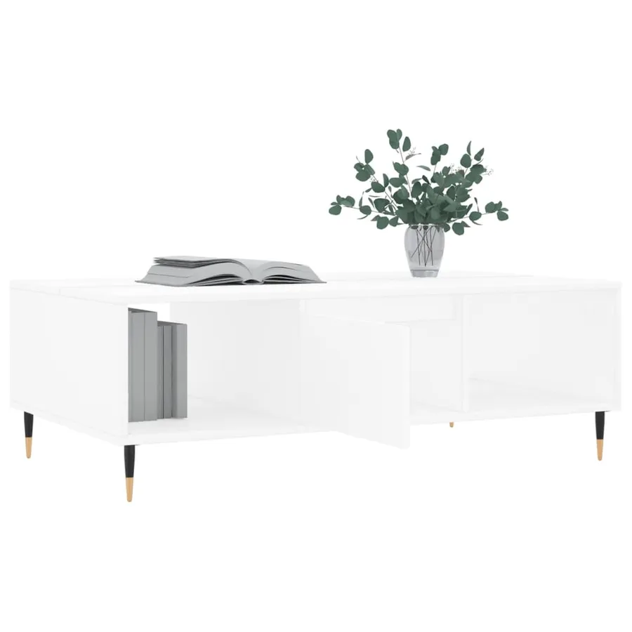 Table basse blanc 104x60x35 cm bois d'ingénierie - 4