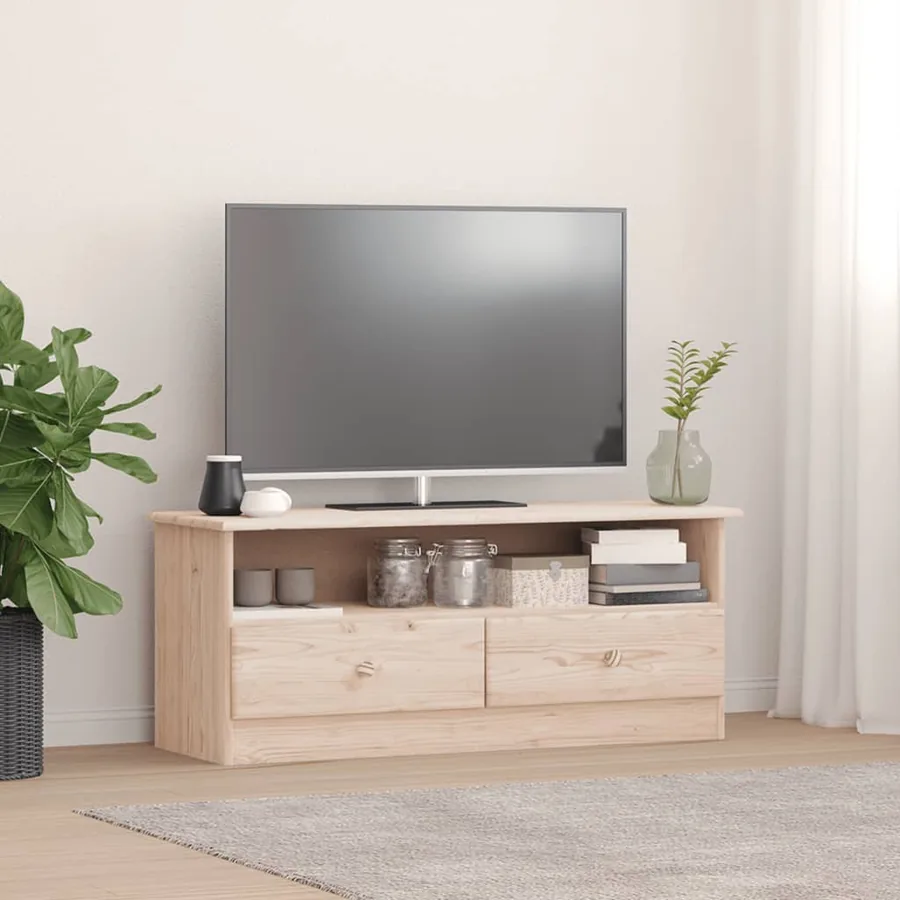 Meuble TV avec tiroirs ALTA 100x35x41 cm bois massif de pin