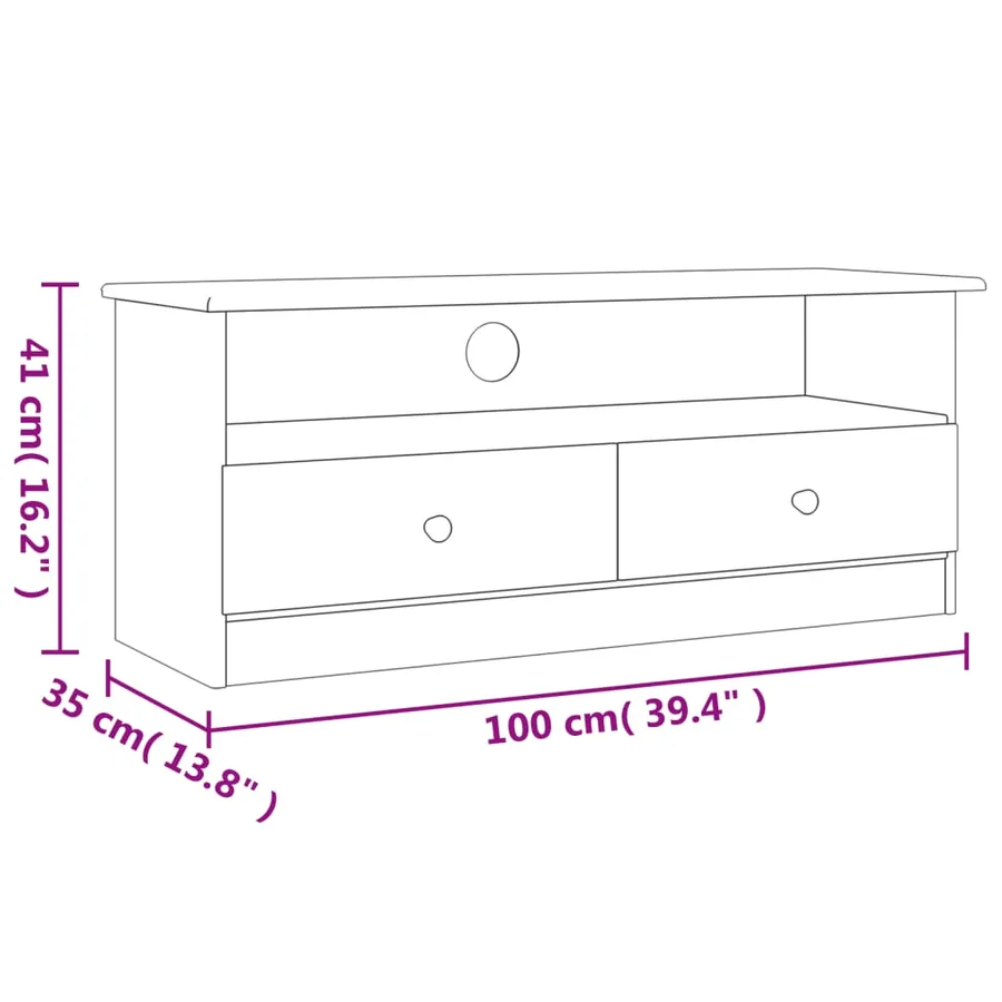 Meuble TV avec tiroirs ALTA 100x35x41 cm bois massif de pin - 8