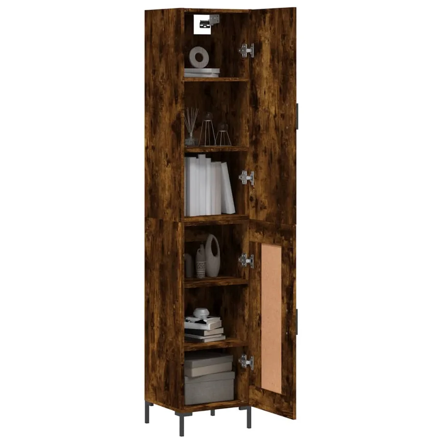 Buffet haut Chêne fumé 34,5x34x180 cm Bois d'ingénierie - 3