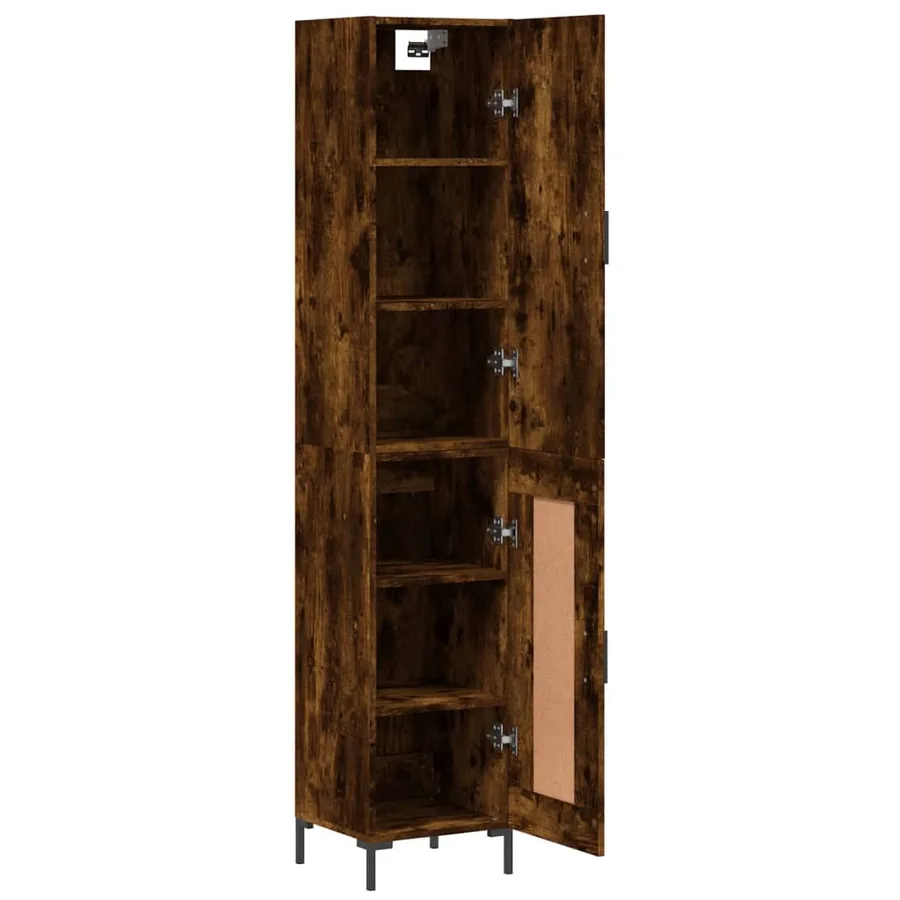 Buffet haut Chêne fumé 34,5x34x180 cm Bois d'ingénierie - 4