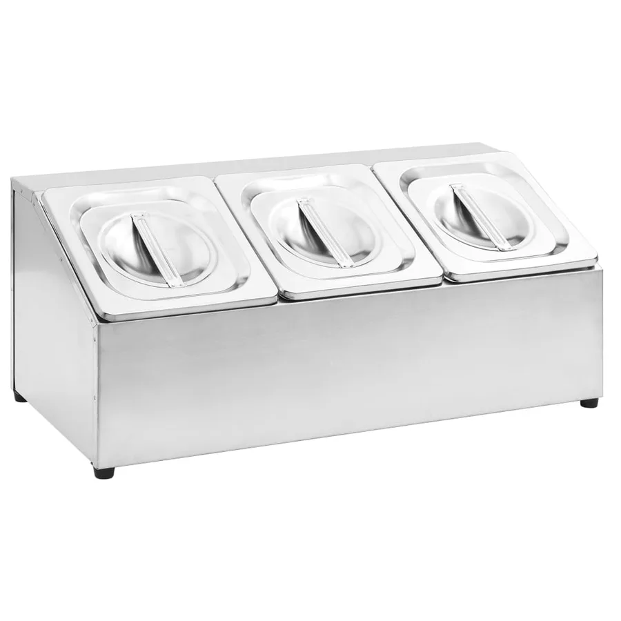 Récipient Gastronorm avec 3 bacs GN 1/6 Acier inoxydable - 2