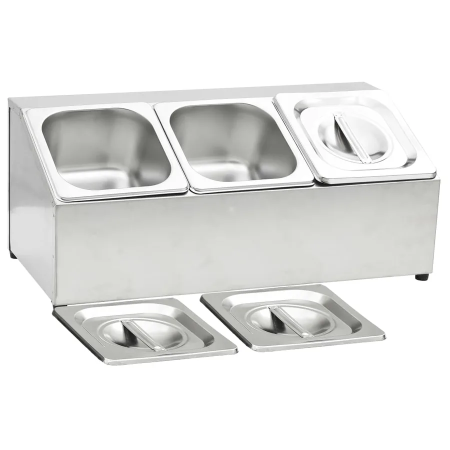 Récipient Gastronorm avec 3 bacs GN 1/6 Acier inoxydable - 6