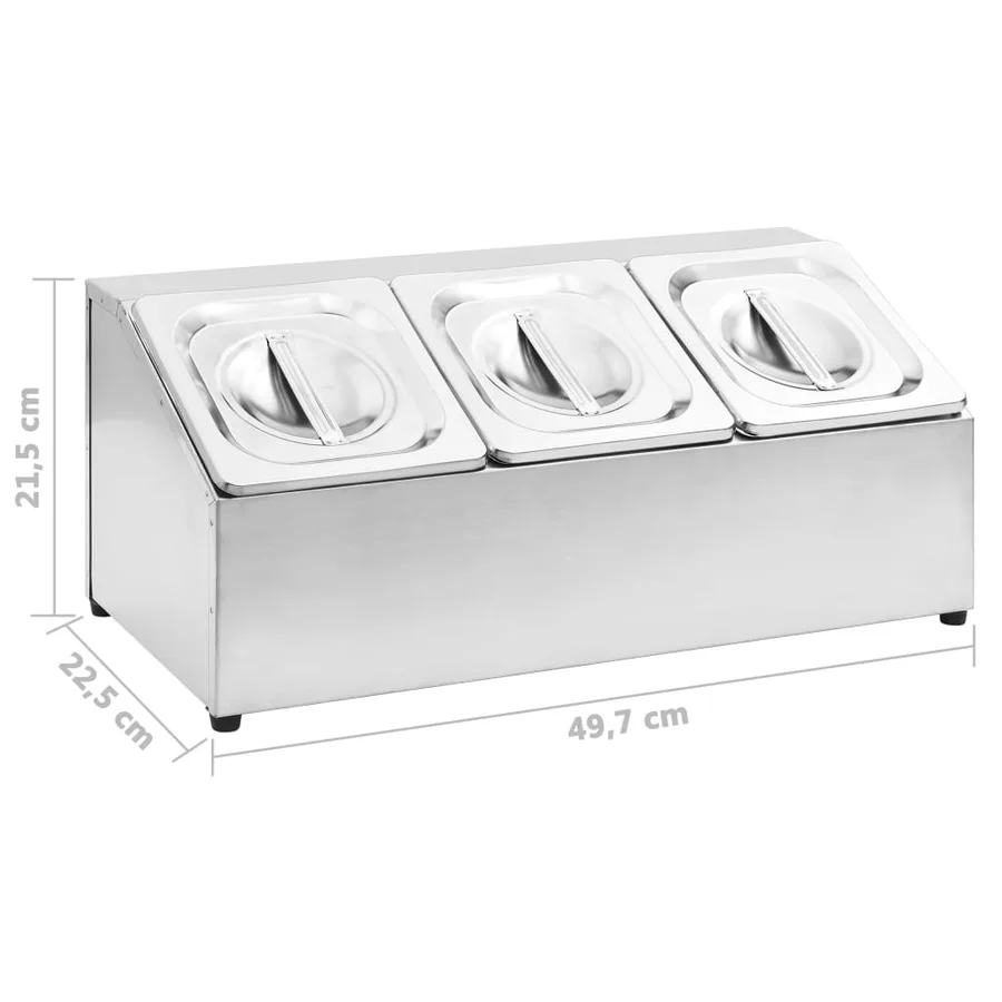 Récipient Gastronorm avec 3 bacs GN 1/6 Acier inoxydable - 9