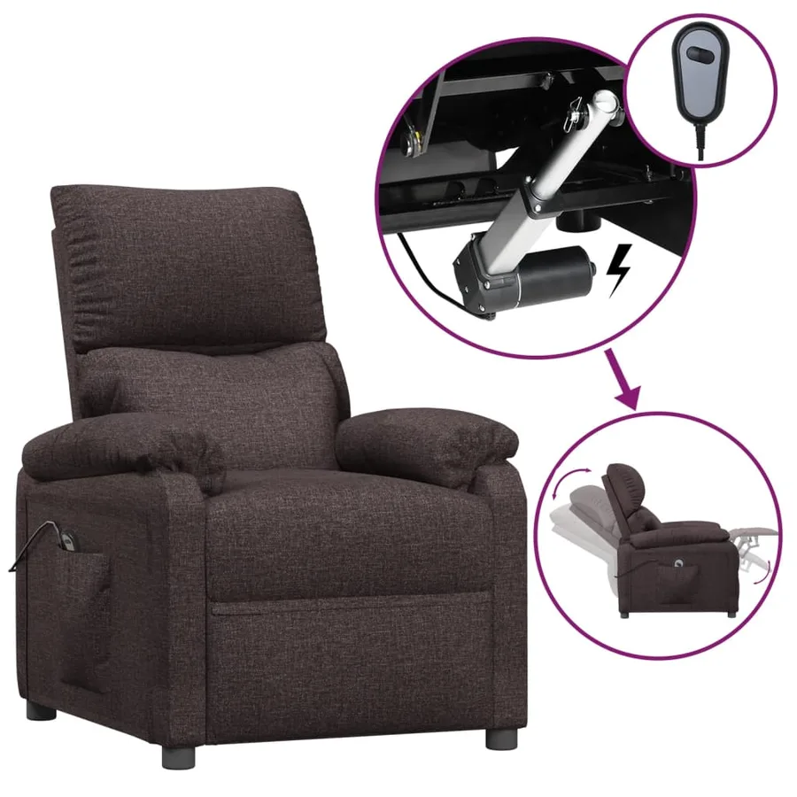 Fauteuil inclinable électrique Marron foncé Tissu - 2
