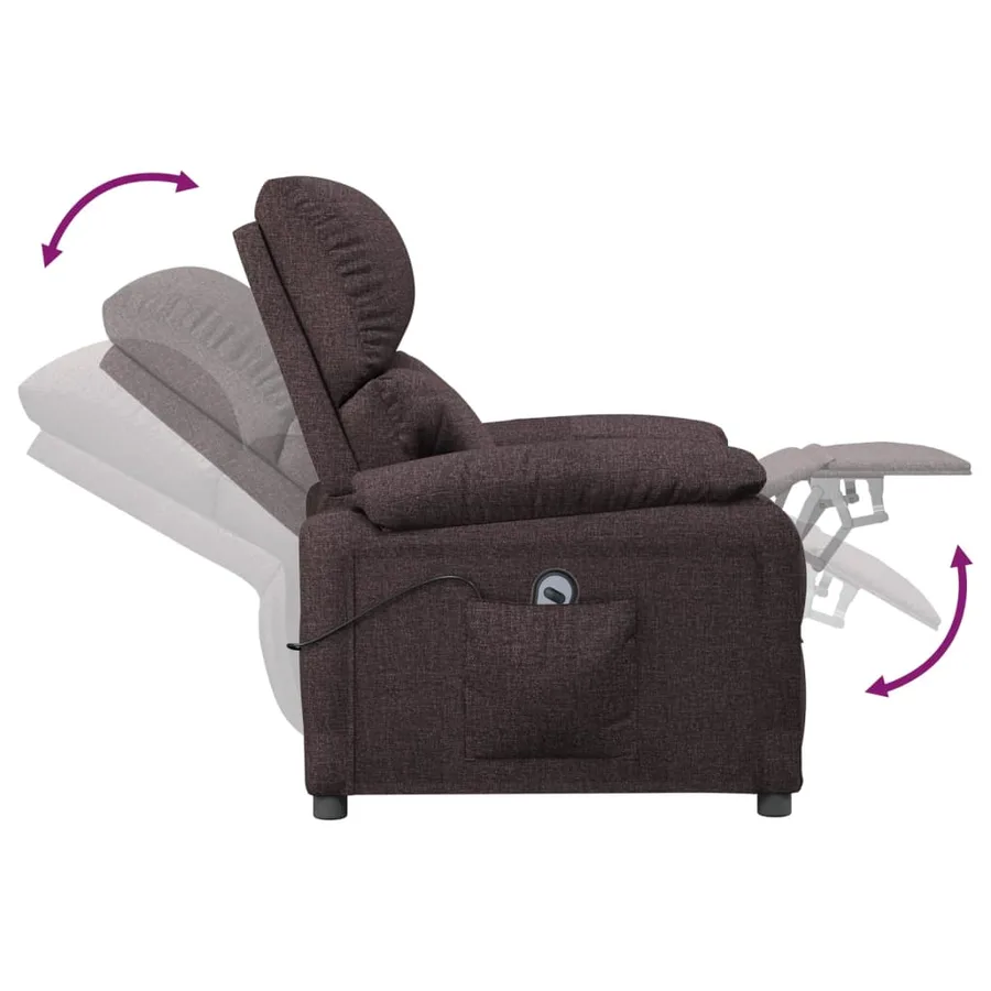 Fauteuil inclinable électrique Marron foncé Tissu - 7