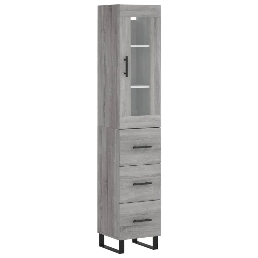 Buffet haut Sonoma gris 34,5x34x180 cm Bois d'ingénierie - 2