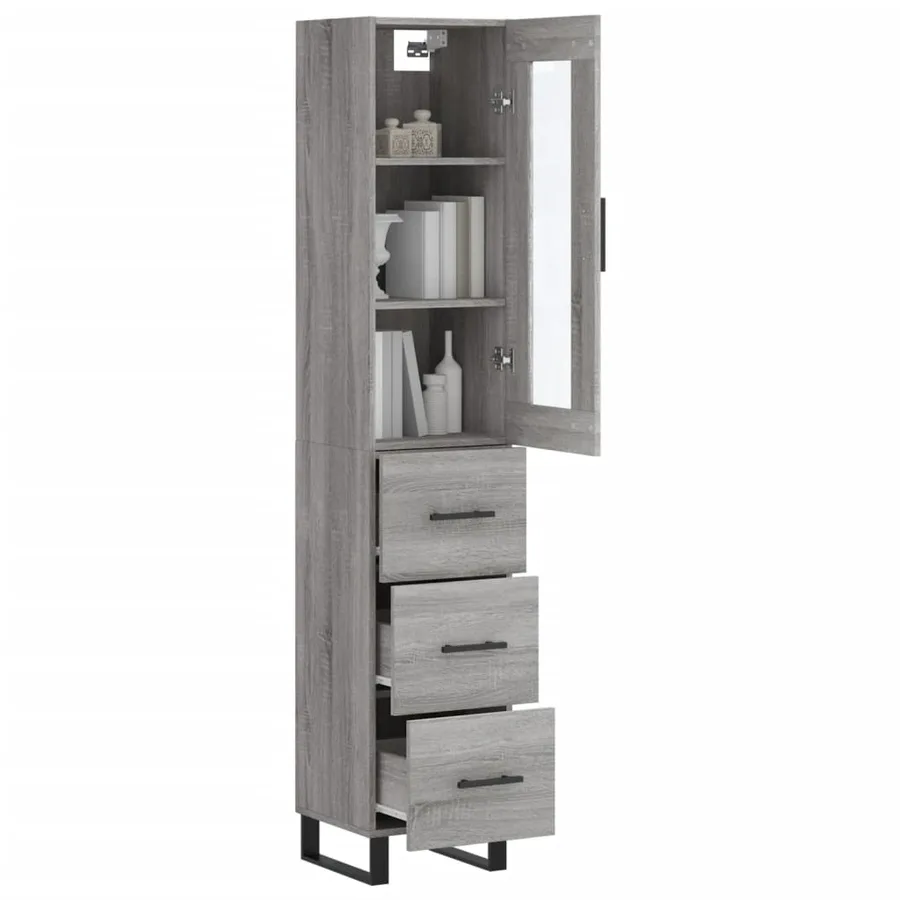 Buffet haut Sonoma gris 34,5x34x180 cm Bois d'ingénierie - 3