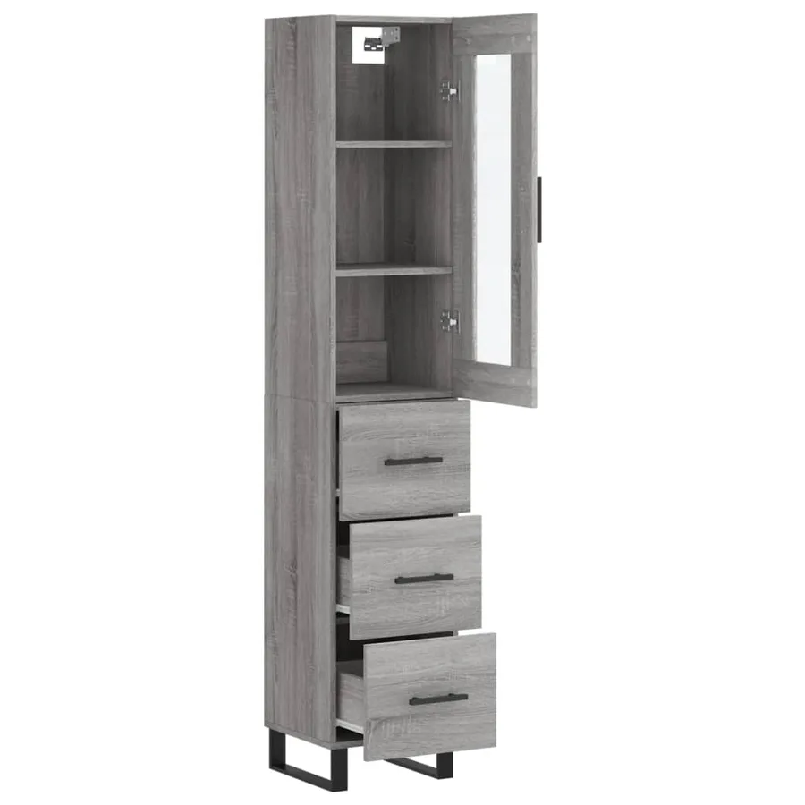 Buffet haut Sonoma gris 34,5x34x180 cm Bois d'ingénierie - 4