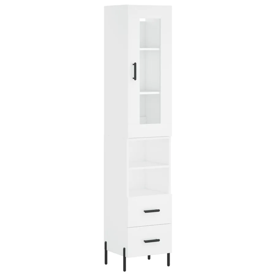 Buffet haut Blanc 34,5x34x180 cm Bois d'ingénierie - 2