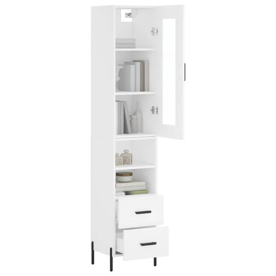 Buffet haut Blanc 34,5x34x180 cm Bois d'ingénierie - 3