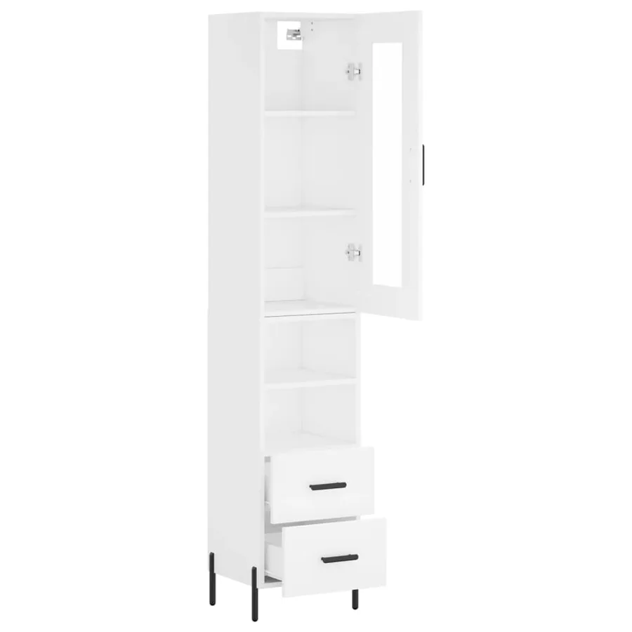 Buffet haut Blanc 34,5x34x180 cm Bois d'ingénierie - 4