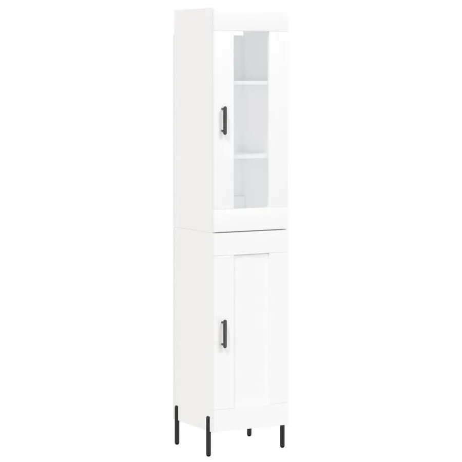 Buffet haut Blanc 34,5x34x180 cm Bois d'ingénierie - 2