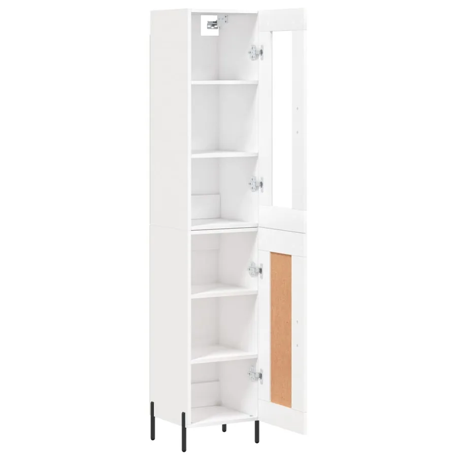 Buffet haut Blanc 34,5x34x180 cm Bois d'ingénierie - 4