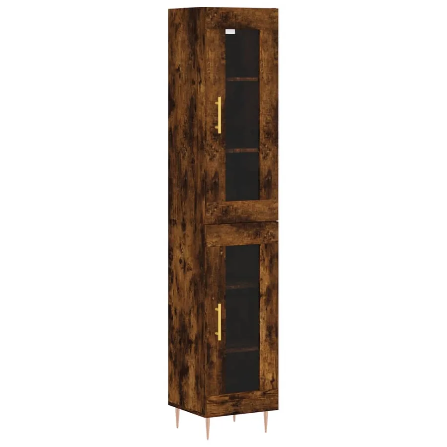 Buffet haut Chêne fumé 34,5x34x180 cm Bois d'ingénierie - 2