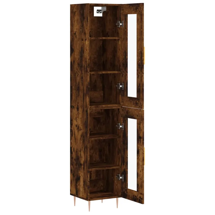 Buffet haut Chêne fumé 34,5x34x180 cm Bois d'ingénierie - 4