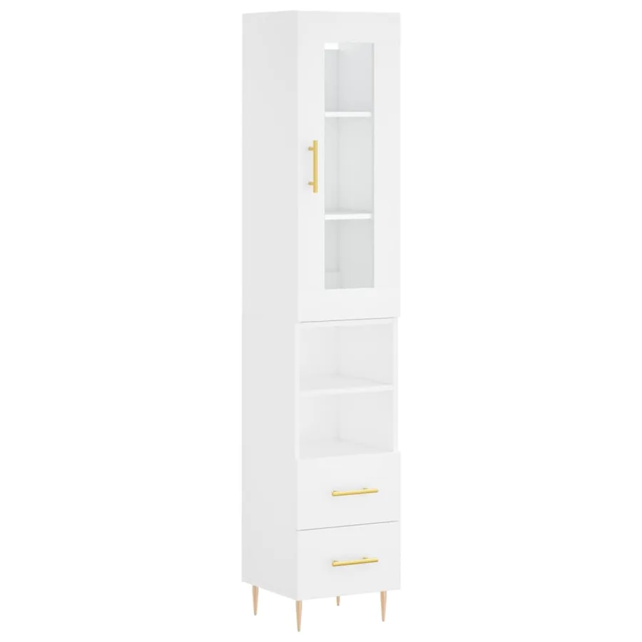 Buffet haut Blanc 34,5x34x180 cm Bois d'ingénierie - 2