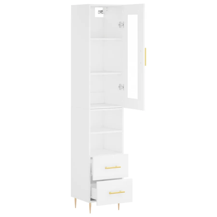 Buffet haut Blanc 34,5x34x180 cm Bois d'ingénierie - 4