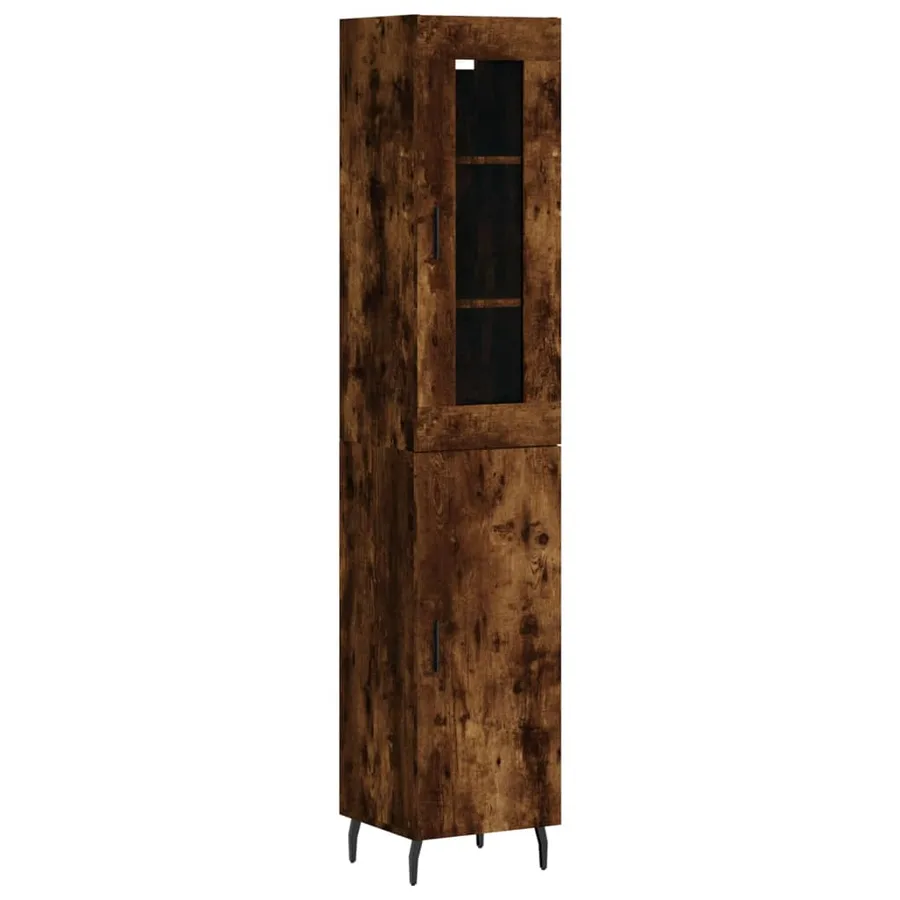 Buffet haut Chêne fumé 34,5x34x180 cm Bois d'ingénierie - 2