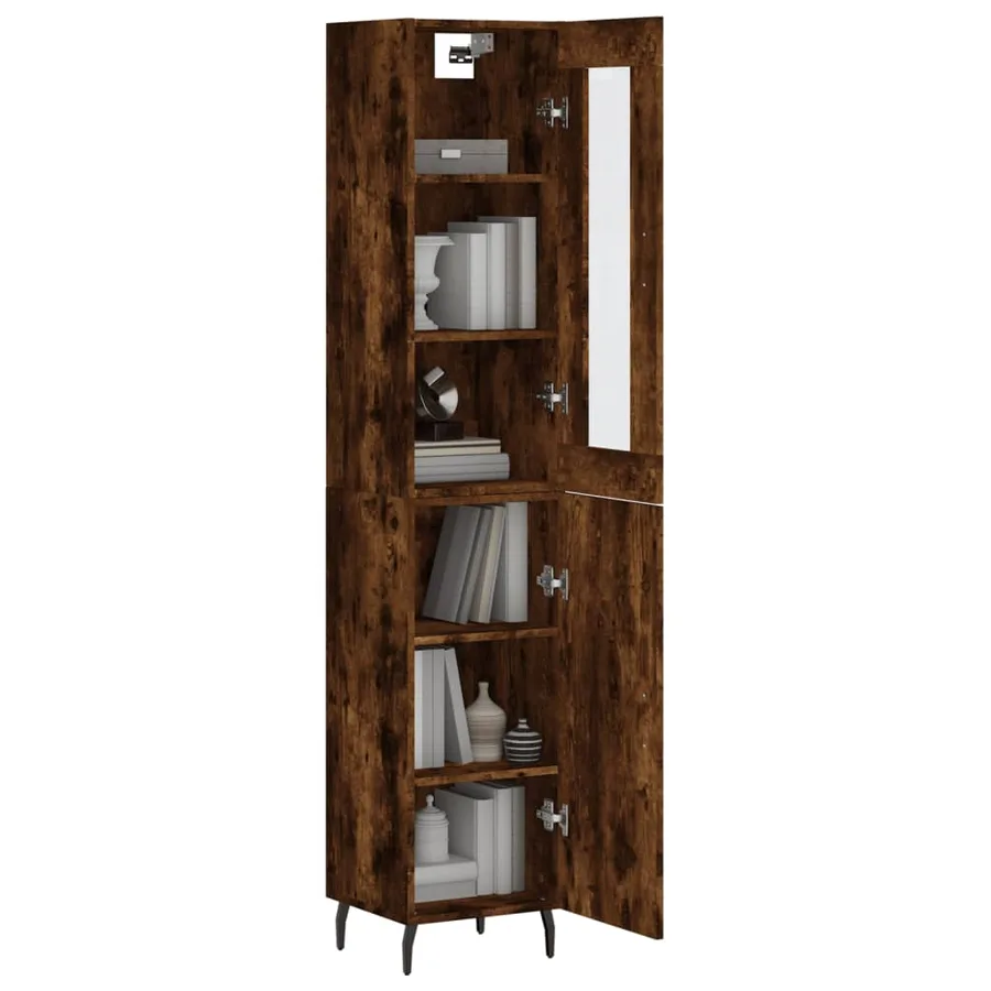 Buffet haut Chêne fumé 34,5x34x180 cm Bois d'ingénierie - 3