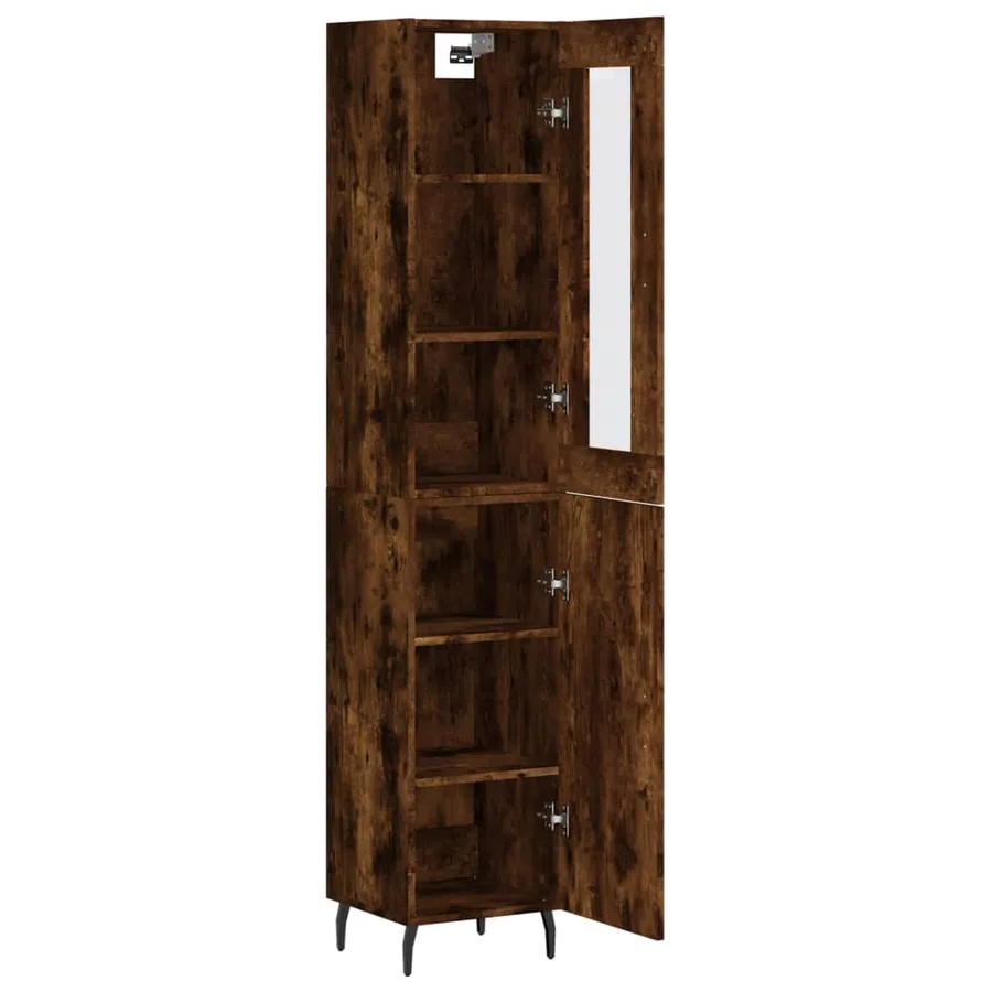 Buffet haut Chêne fumé 34,5x34x180 cm Bois d'ingénierie - 4