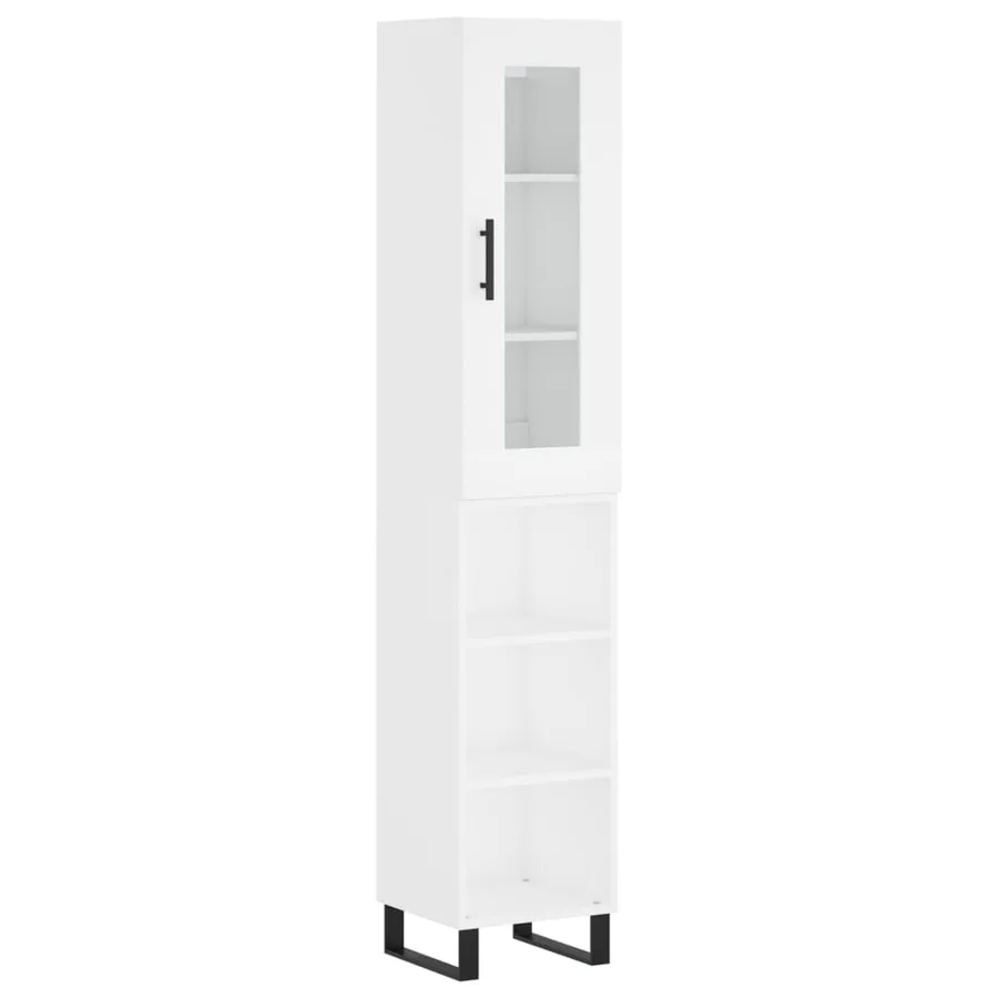 Buffet haut Blanc 34,5x34x180 cm Bois d'ingénierie - 2