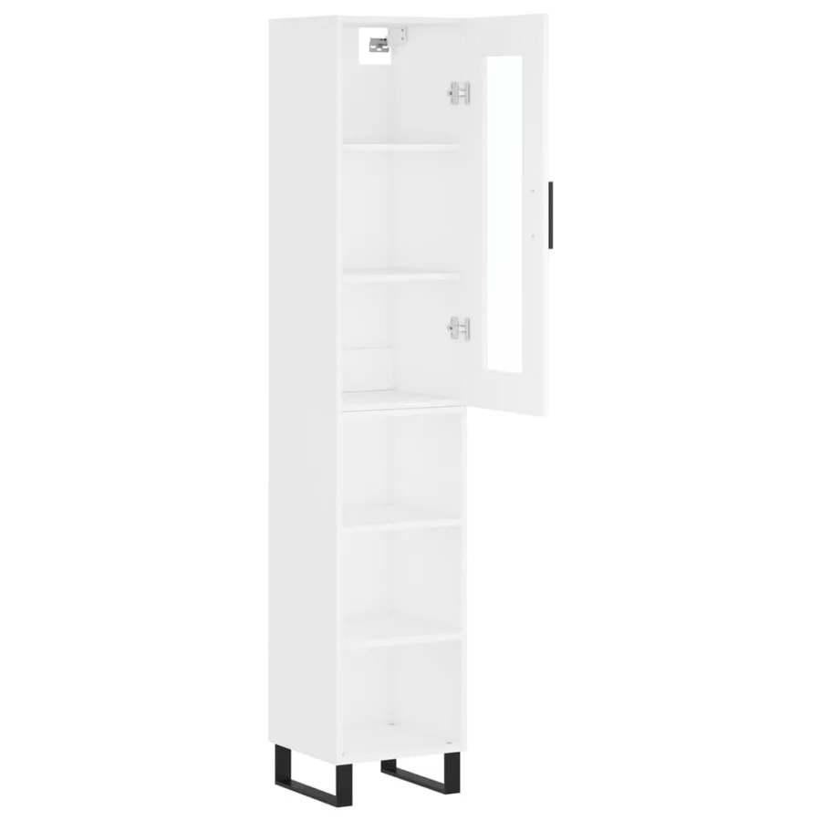 Buffet haut Blanc 34,5x34x180 cm Bois d'ingénierie - 4