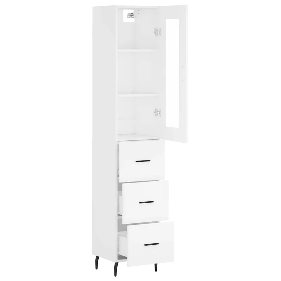 Buffet haut Blanc 34,5x34x180 cm Bois d'ingénierie - 4