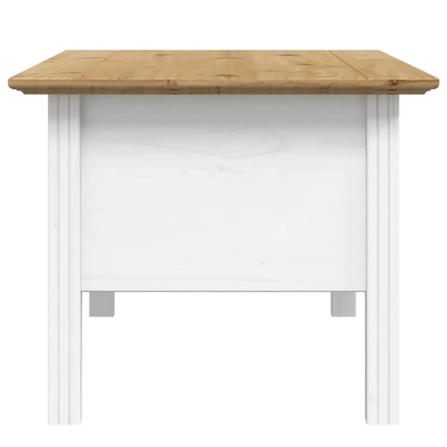 Table basse BODO blanc et marron 100x55x46cm bois de pin massif - 5