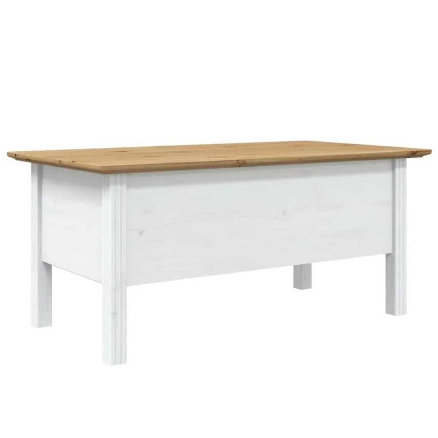 Table basse BODO blanc et marron 100x55x46cm bois de pin massif - 6