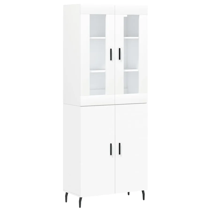 Buffet haut Blanc 69,5x34x180 cm Bois d'ingénierie - 2