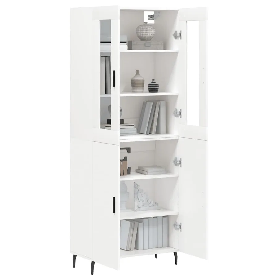 Buffet haut Blanc 69,5x34x180 cm Bois d'ingénierie - 3