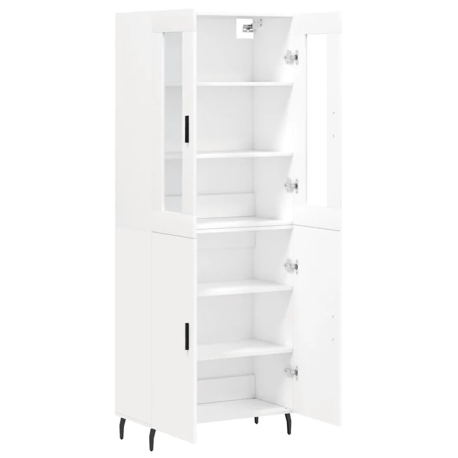 Buffet haut Blanc 69,5x34x180 cm Bois d'ingénierie - 4