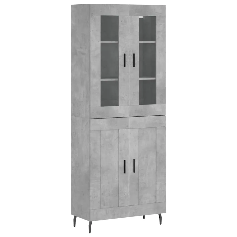 Buffet haut Gris béton 69,5x34x180 cm Bois d'ingénierie - 2
