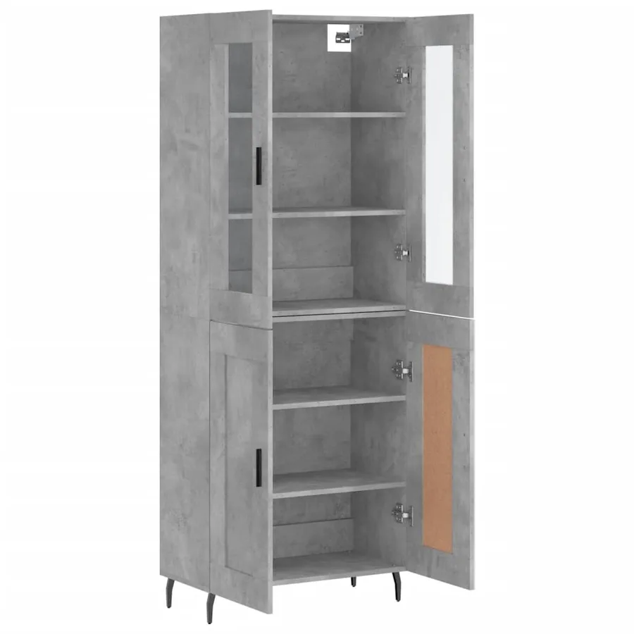 Buffet haut Gris béton 69,5x34x180 cm Bois d'ingénierie - 4