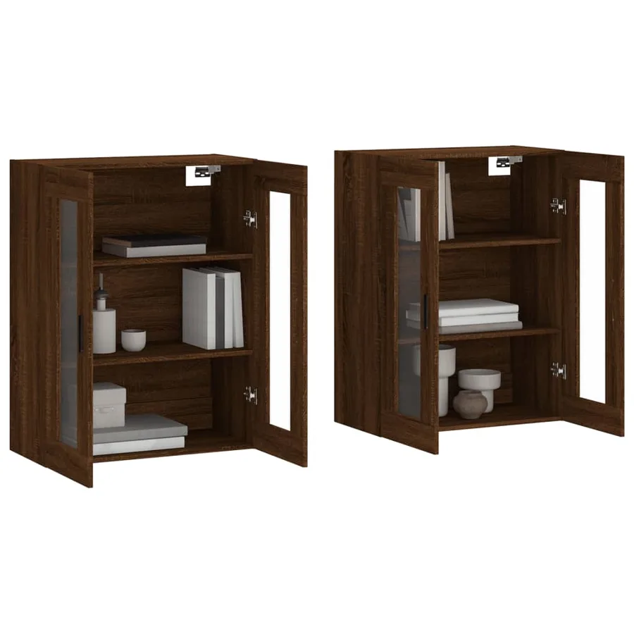 Armoires murales 2 pcs chêne marron bois d'ingénierie - 3