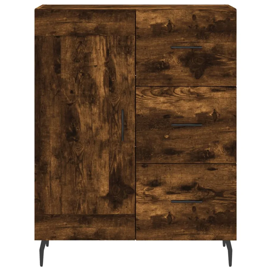 Buffet haut Chêne fumé 69,5x34x180 cm Bois d'ingénierie - 8