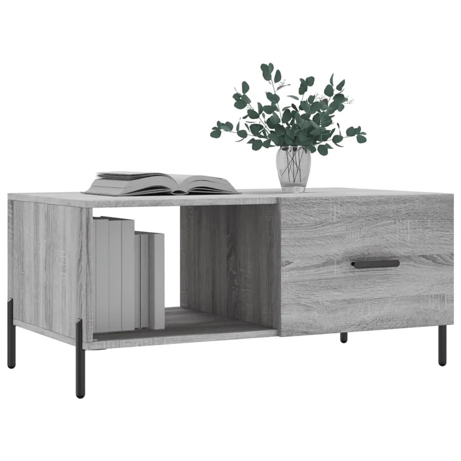 Table basse sonoma gris 90x50x40 cm bois d'ingénierie - 3