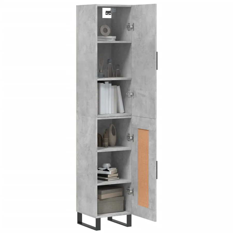 Buffet haut Gris béton 34,5x34x180 cm Bois d'ingénierie - 3