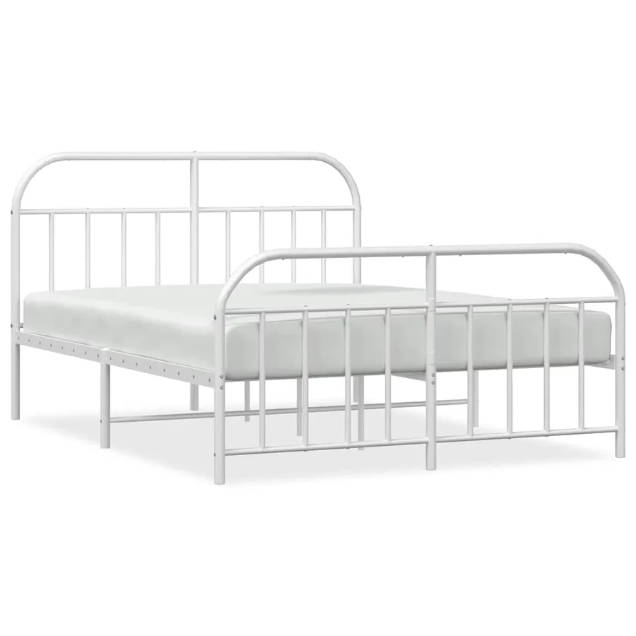 Cadre de lit métal sans matelas et pied de lit blanc 183x213 cm - 2