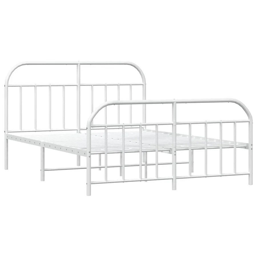 Cadre de lit métal sans matelas et pied de lit blanc 183x213 cm - 3