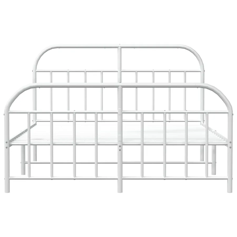 Cadre de lit métal sans matelas et pied de lit blanc 183x213 cm - 6