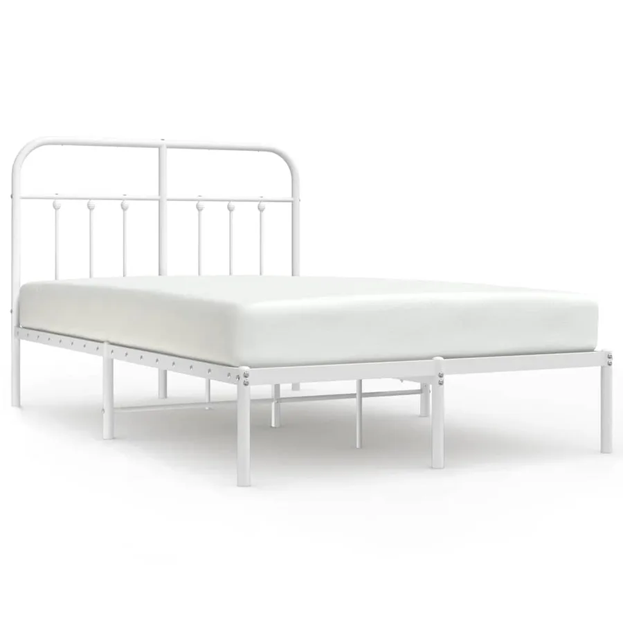Cadre de lit métal sans matelas et tête de lit blanc 120x200 cm - 2