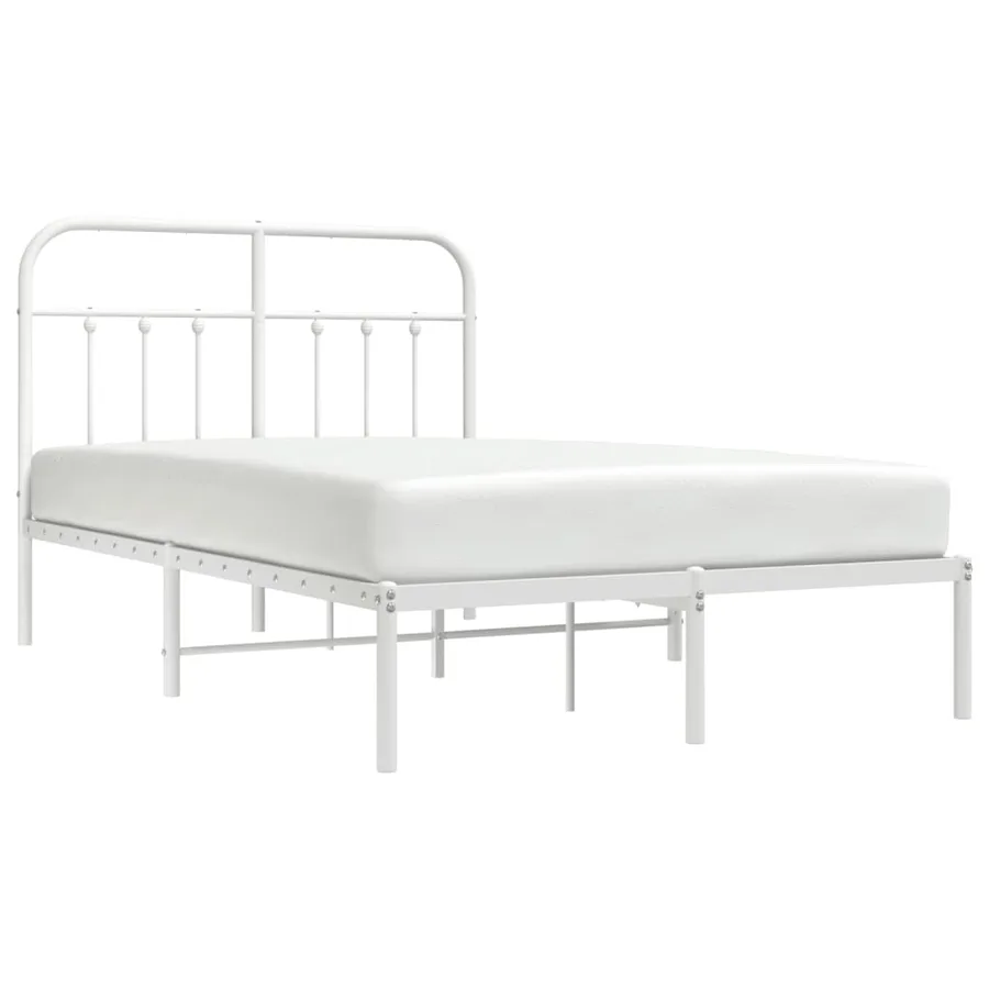 Cadre de lit métal sans matelas et tête de lit blanc 120x200 cm - 5