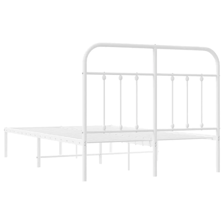 Cadre de lit métal sans matelas et tête de lit blanc 120x200 cm - 8