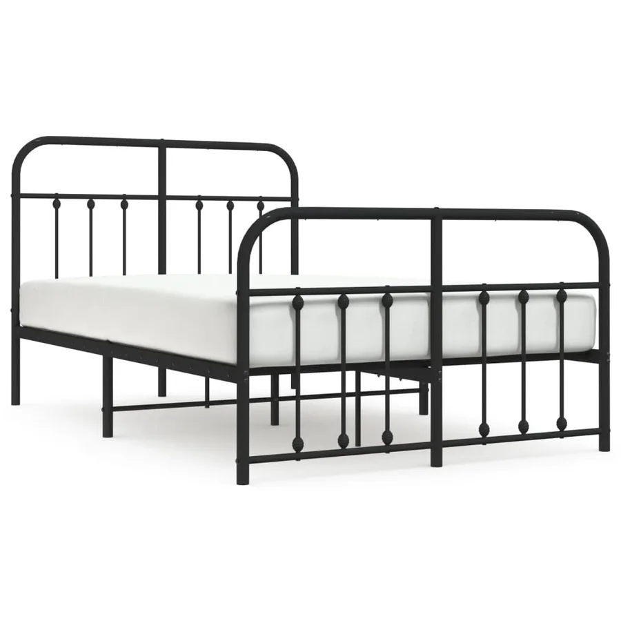 Cadre de lit métal sans matelas avec pied de lit noir 120x200cm - 2