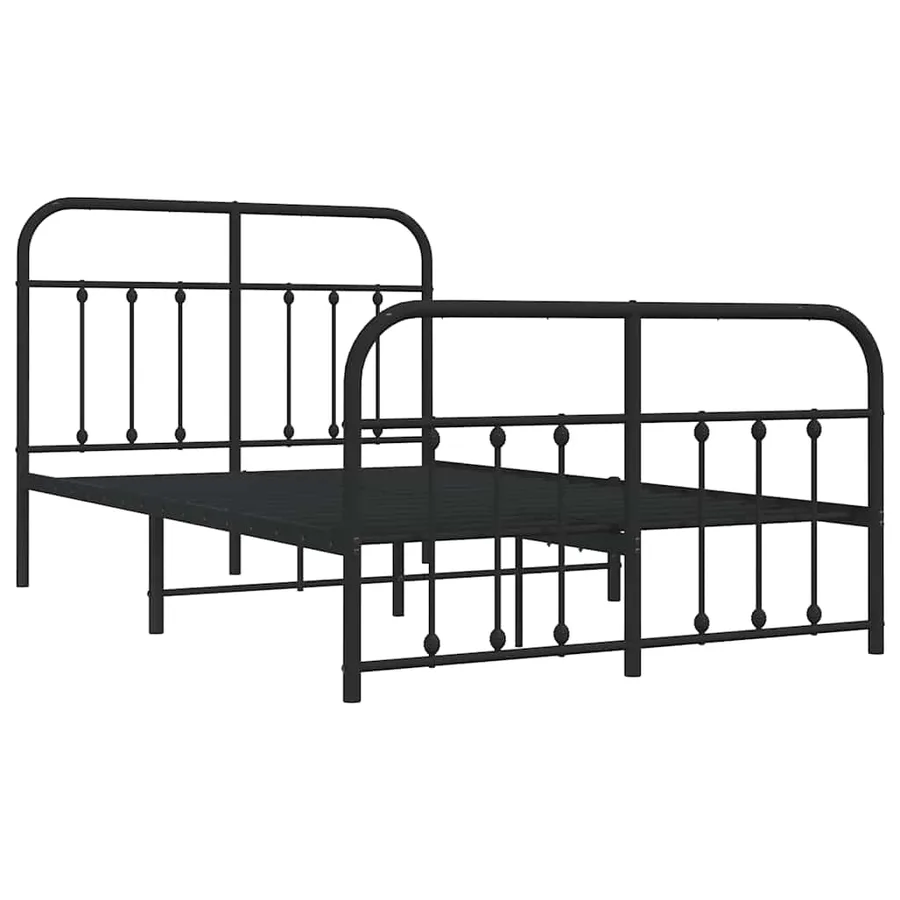Cadre de lit métal sans matelas avec pied de lit noir 120x200cm - 3